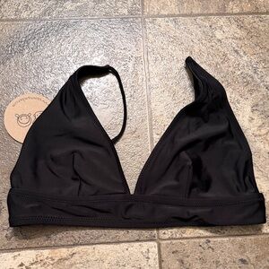 Black Women's Triangle Bralette Medium NWT Aaron & Amber gold buckle